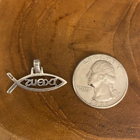 RETIRED James Avery Ichthus Charm or Pendant, Sterling Silver - Picture 2 of 2